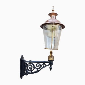 Farol de pared redondo de hierro fundido y cobre