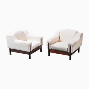 Set of Saporiti Armchairs in Wood and Fabric, 1970s from Saporiti Italia
