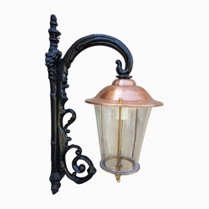 Lanterna antica Art Nouveau in rame nero