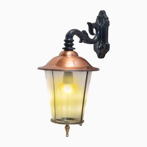 Antique Round Copper Hanging Wall Lantern