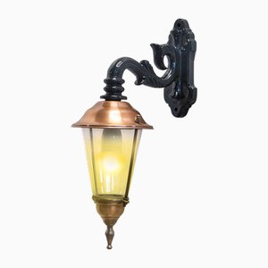 Antique Round Copper Hanging Wall Lantern