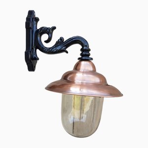 Lanterne Murale Antique en Cuivre Noir, Italie