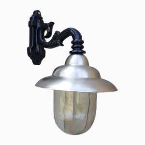 Antique Italian Black Pewter Wall Lantern