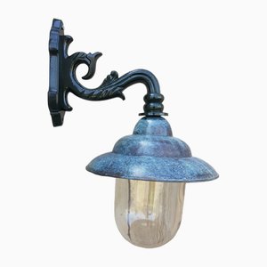 Lampada da parete da esterno antica patina verde rame, Italia