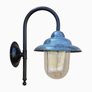 Antique Italian Green Copper Patina Outdoor Wall Lamp