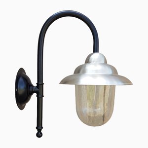Lampada da parete da esterno antica in peltro nero, Italia