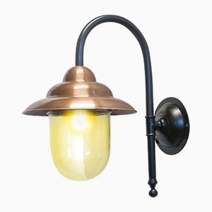 Lampada da parete da esterno antica in rame nero, Italia