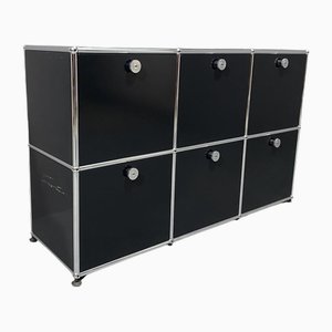 Black Metal Cabinet by Paul Schaerer and Fritz Haller for Usm, Switzerland, 1970s
