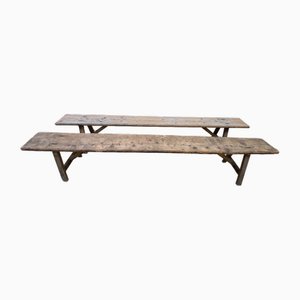 Set of Rustic Wood Farm Benches, 1950