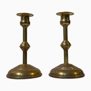 Bougeoirs Fonctionnalistes Scandinaves en Laiton, 1940s, Set de 2