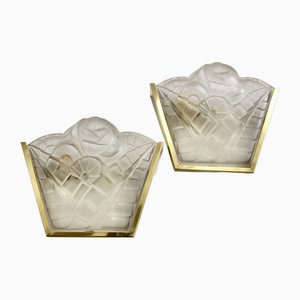 French Art Deco Wall Lights by David Guéron for Degué, 1930s, Set of 2