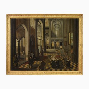 Flemish School Artist, Interior of the Cathedral of Antwerp, 1780, Oil on Canvas