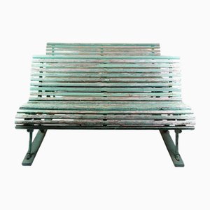 French Park Bench Painted in Greenish Color, 1930s