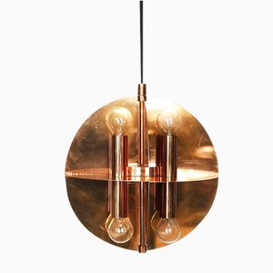 Copper Gold Pendant Lamp with 8 Lights, 1970s