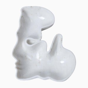 Kiss Man White Marble Recipient by Jean Pascal Levy-Trumet