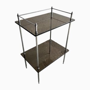 Brass & Silver Smoked Glass Side Table