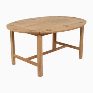 Danish Modern Butlers Tray Table with Oak with Soap Treatment and Brass Fittings from Gretoma, 1970s