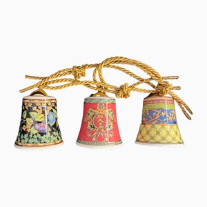 Christmas Bells Le Roi Soleil in Gold Ivy by Versace for Rosenthal, 1998, Set of 3