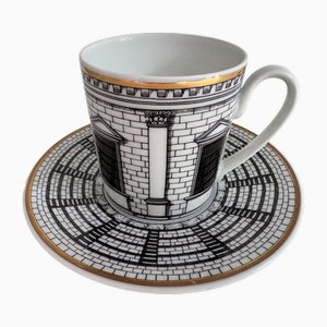 Kaffeetasse & Untertasse Palladiana von Piero Fornasetti für Rosenthal Classic, Deutschland, 1995, 2er Set