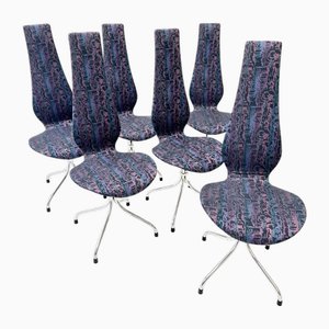 Mid-Century Modern Esszimmerstühle in Lila, Blau & Pink, Theo Häberli zugeschrieben, Schweiz, 1960er, 5 . Set