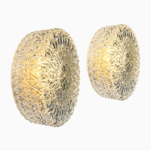 Round Ice Crystal Ceiling Lights by Honsel, Germany, 1970s, Set of 2