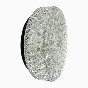 Lámpara de pared Disc grande de cristal de hielo de Honsel, Alemania, años 70