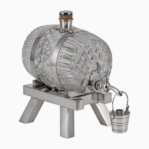 19th Century Victorian Silver Plated & Glass Spirit Barrel from Mappin & Webb, 1890s