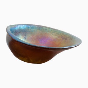 Large Shell-Shaped Glass Bowl by Peter Layton, 1984