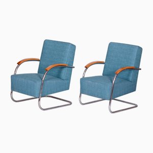 Set of Bauhaus Armchairs in Chrome from Mücke Melder, Czech, 1930s