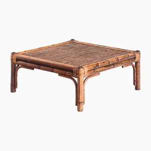 Table Basse Vintage en Rotin, France, 1970s
