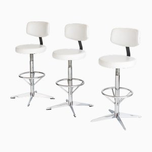 Tabouret Pivotant Vintage en Fer et Faux Cuir, 1970s