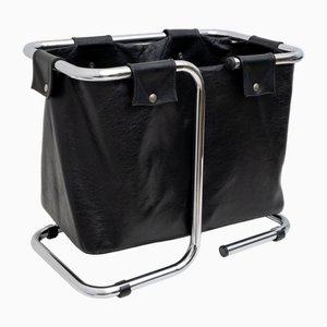 Vintage Leather and Chromed Steel Magazine Rack by Marcel Breuer, 1970s