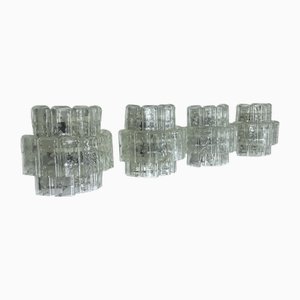 Große Vintage Wandleuchten aus klarem Muranoglas von Vistosi Manner, 1970er, 4er Set