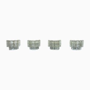 Vintage Italian Clear Murano Glass Sconces by Vistosi Manner, 1970s, Set of 4