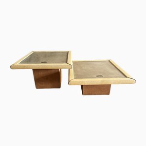 Leather Side Tables by Carlo Bartoli for Rossi Di Albizzate, 1980s, Set of 2