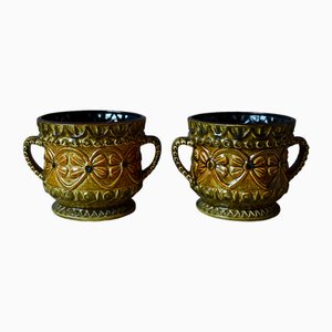 Scandinavian Brutalist Planters in Fat Lava from Bay Keramik, 1970s, Set of 2