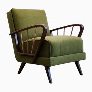 Silla Lounger vintage en verde hierba, años 50