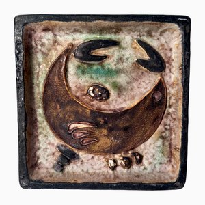 Modernist Ceramic Wall Plaque Relief with Zodiac Sign Cancer Motif by Helmut Friedrich Schäffenacker, Germany, 1960s