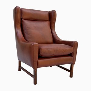 Wingback Chair in Leather by Fredrik A. Kayser for Vatne Møbler, 1962