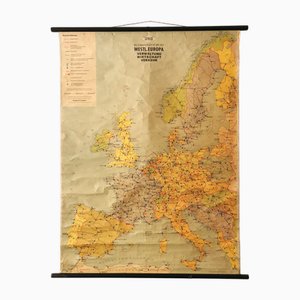 Vintage School Wall Map by JRO, 1960s