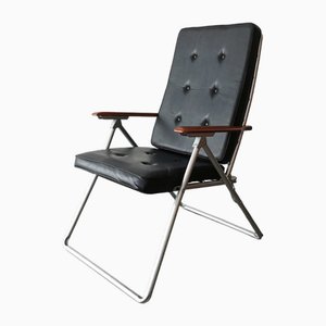 Folding Chair in Teak and Skai, 1960s