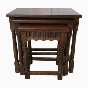 Vintage Nesting Tables in Oak, 1950s, Set of 3