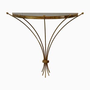 Vintage Brass and Glass Console Table, 1950s