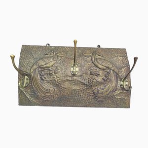 Cintres Paon en Laiton sur Bois, 1920s