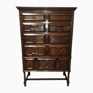 Large Jacobean Chest on Stand in Oak, 1910