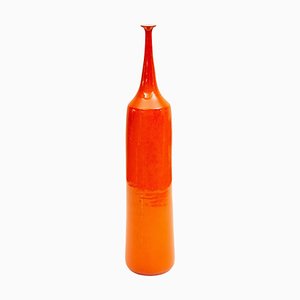 Jarrón grande de cerámica esmaltada en naranja, Bélgica, Paco, 1965