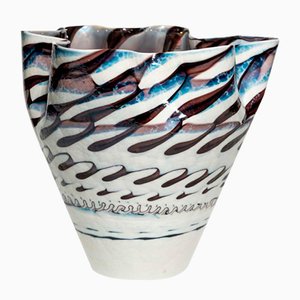 Vase Vintage en Verre de Murano Blanc Irisé, 1980s
