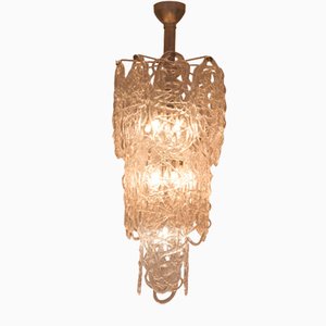 Lampadario grande in vetro di Murano di Carlo Nasson per Mazzega, anni '70