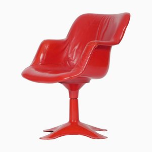 Chaise Junior en Cuir Rouge par Yrjo Kukkapurö pour Hami, Finlande, 1960s