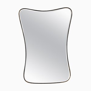 Miroir Mid-Century avec Cadre en Laiton et Plaque Biseautée, Italie, 1950s